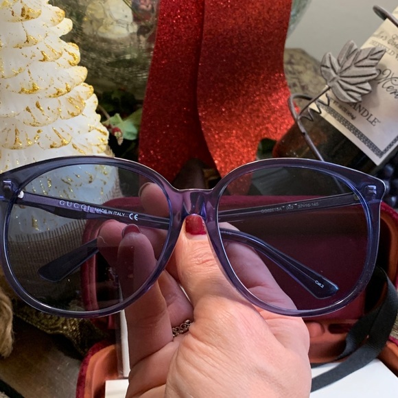 Auth.GUCCI 57 square transparent acetate logo UNISEX sunglasses - Picture 7 of 12